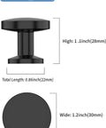 Rock Sick Matte Black Cabinet Knobs, 30-Pack Solid Round Designs For Kitchen And Closet Glow Up, showing dimensions and a top view.