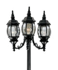 Three Light Riviera Outdoor Post Lantern With Clear Beveled Glass Shades, 84.5 Inch White Exterior Post Light for pathway or yard