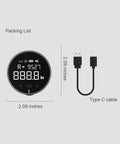 Rechargeable Digital Tape Measure For Long Distance Measuring, Handy Tool For Flat, Curved, And Odd Shapes shown with Type C cable