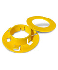 100 Pack Yellow Snap Fit Bushings For Metal Studs Low Voltage Cable Protection Polypropylene Wire Grommets close-up view.