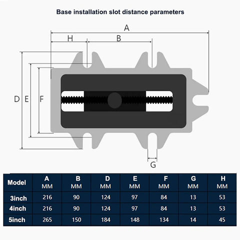 Heavy Duty Cross Slide Vise For Drill Press And CNC Milling Features A Hardcore Cast Iron Frame With Killer Grip and Slick Two Stage X Y Slide Action Ideal For Workbench Builds dimensions and installation slot parameters diagram.