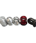 Hella Tough Splice On Synthetic Rope Shackle Mount Featuring Integrated Rubber Pad And Precision Machined Thimble For Zero Sweat Off Road Recovery Truck Towing And Overland Builds In Matte Black components including four thimbles and a rope.