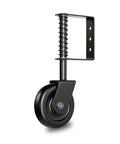 Rock Solid 4.3 Inch Spring Loaded Gate Wheel Heavy Duty Casters For Wood Fence Gates Black with spring mount for outdoor use.