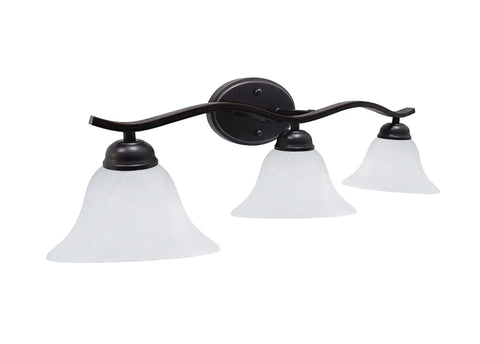 3 Light Vanity Fixture In Oil Rubbed Bronze With Alabaster Glass Shades 26 And A Quarter Inch Wide Bathroom Lighting That Upgrades Your Space With A Slick Modern Vibe For Master Bath Or Powder Room