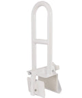 Adjustable Bathtub Safety Rail Grab Bar For Shower With Secure Padded Clamp Stainless Steel White Mobility Aid For Disability Elderly