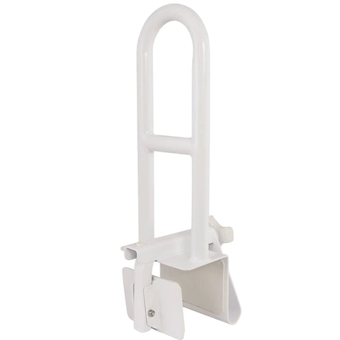 Adjustable Bathtub Safety Rail Grab Bar For Shower With Secure Padded Clamp Stainless Steel White Mobility Aid For Disability Elderly
