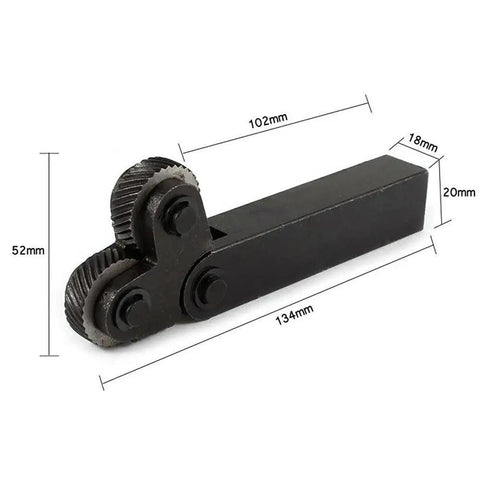 Dual Wheel Knurling Tool Set For Metal Lathe Turning Steel Pro Grade with dimensions shown