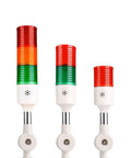24V LED Indicator Lights For Industrial Machines And Tooling, Signal Alarm Light With Buzzer Tower, 2 Layer Beacon shown in three sizes