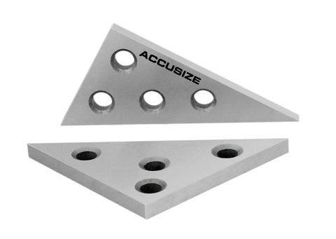 Accusize solid angle plate set, 2 pcs, 30-60-90° and 45-45-90°, metal plates with through holes