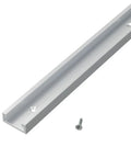 Close-up of 30mm Aluminum T Track For Woodworking, Heavy Duty 300 To 600mm T Slot Track With 19mm Miter Bar and screw on white background.