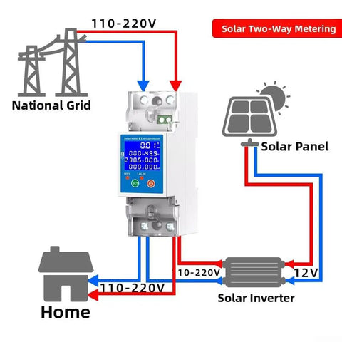 Heavy Duty 80 Amp Smart Circuit Breaker With RS485 Wifi Remote Switch And Built Tough Leakage Protection For No Sweat Energy Tracking On Home Solar Arrays, wiring diagram with connections displayed.