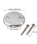 Top Notch Dual Hole Bathtub Drain Overflow Plate With Slick Chrome Finish And Included Matching Screws For No Fuss Installation and Built Tough Corrosion Resistant, 3.25in diameter.