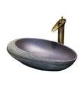 USZWBY Vanity Sink Basin High-Grade Retro Bathroom Sinks ceramic countertop basin with modern faucet, stylish round shape.