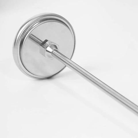 Waterproof Compost And Soil Thermometer With 5 Inch Stainless Steel Stem on its side, showing metal construction.