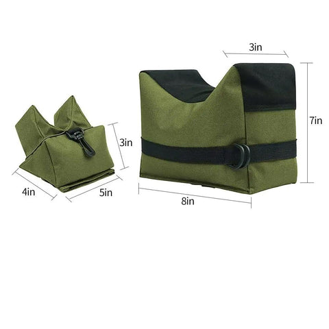 Front And Rear Rest Bags With Unfilled Sandbags For A Beefy Sandbag Stand System Stable Aiming Platform For Shooting Army Green