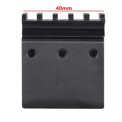 Barrel Clamp Picatinny Rail Mount 40mm width, heavy duty metal, close-up view, designed for tactical flashlight and laser attachments