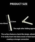 10Pcs RC Airplane Plastic Pin Hinges for RC Planes And Helicopters DIY Model Wing Parts 2.5x43mm size, showing angle and barb style