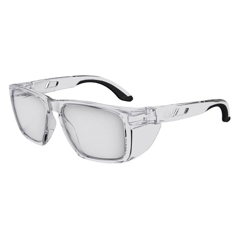 Sixteen Safety Glasses With Integrated Side Shields And Slick Anti Fog Lens That Handles Every Blue Collar Grind, clear polycarbonate eyewear.