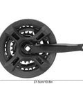 Beefy High Carbon Steel Mountain Bike Crankset 24-34-42T with chain guard, shown with dimensions 27.5cm and 18cm