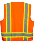 Lightweight Fluorescent Orange High Visibility Work Vest Featuring Breathable Poly Knit Mesh For Daily Grind Toughness And Sweat Wicking Crew Comfort In Small, back view showing reflective strips.