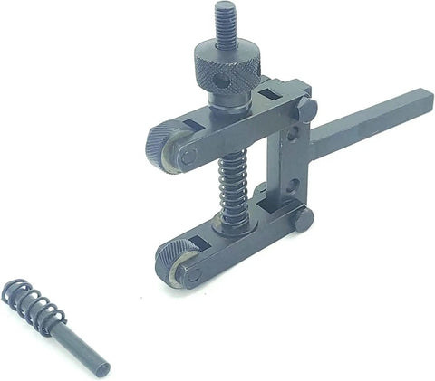 Pro Grade Spring Loaded Clamp Type Knurling Tool For Lathes With Two Inch Capacity Adjustable Tool and spare knurl visible