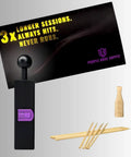 Mini Cannagar Mold And Cigar Roller Kit 1-2g Press, skewers, wooden tip with packaging displayed.
