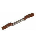 5/8 Inch Buttered Harness Leather Curb Strap With 4 1/2 Inch Flat Link Chain, Nickel Plated Hardware, Sunset Finish