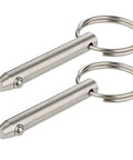 Bimini top quick-release pins set, two, 316 stainless steel with rings; 5/16 in diameter, 2.17 in overall length.