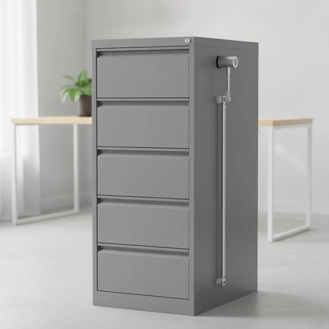 All In One Quick Install Cam Lock Kit With Adjustable Rods For Easy Cabinet Repair And Locker Security Durable Iron Hardware For Filing Cabinets And Metal Storage Units installed on a grey metal filing cabinet