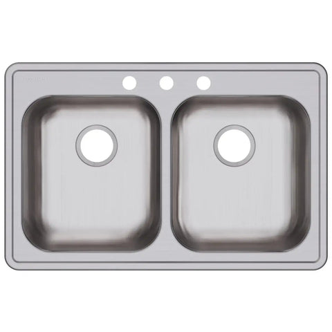 Dayton Equal Double Bowl Drop In Stainless Steel Kitchen Sink 33 Inch Wide By 21 1 4 Inch Deep ADA Compliant When Installed