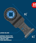 Image of Starlock Carbide Plunge Cut Blade 1-1/4 In 10-Pack, showing blade size and features for oscillating multi-tools.
