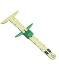 5 In 1 Precision Sliding Gauge Ruler For Sewing And Quilting All In One Measuring Tool With Clear Inch Markings Seam Allowance Guide Pattern Drafting Aid Craft Projects And DIY Stitching, green plastic