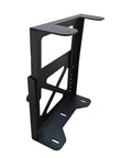Built Tough Open Frame Network Rack Ideal For Home Labs Gamer Rigs And PC Workstations, sturdy matte black metal frame side view.