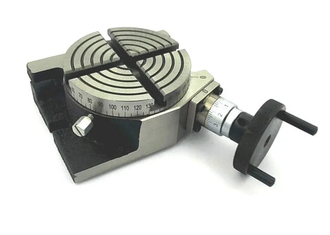 Four Inch Rotary Table For Milling Machines With Four Slots And M6 Clamp Kit, Calibrated 0 To 360 Degrees, 36 To 1 Ratio shown