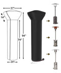 Beefy Full Length Outdoor Vinyl Cover For LPG Patio Heaters With 31-33 Inch Round Reflectors, Heavy Duty 10 Gauge Felt Lined