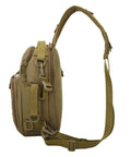 Side view of Camouflage Large Capacity Backpack For Outdoor Fishing And Camping with Durable Oxford Cloth Cushioned Shoulder Straps