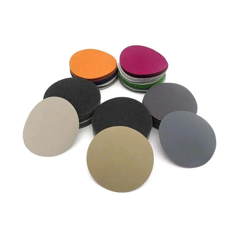 30 Pc Four Inch Silicon Carbide Sanding Discs With Hook And Loop Backing for super fast polishing, showcasing diverse grit colors and finishes.