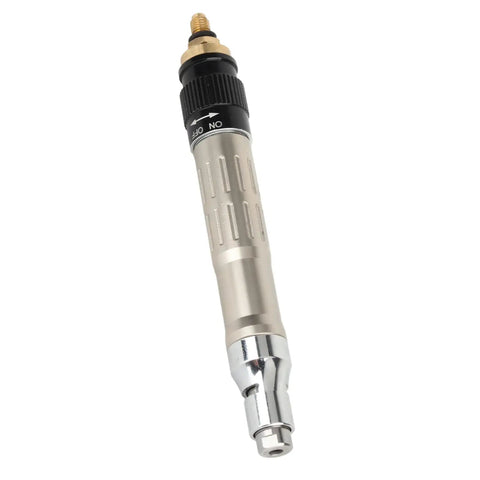 Solid Kickass Pneumatic Pencil Die Grinder Air Tool Kit Running At 70000 RPM showing a sleek silver body with brass connection.