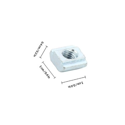 Forty Pack Carbon Steel T Slot Nuts, 1cm size, silver coated, ideal for aluminum extrusion rails and workshop projects.