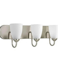 Gather Collection Three Light Bath Vanity Light With Etched Glass Shades In Brushed Nickel Finish For A Spa Vibe Coastal Modern And Transitional Bathrooms With Easy Install