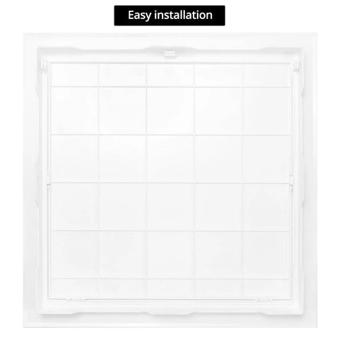 Top Shelf 12X12 Inch Drywall Access Panel With No Sweat Quick Setup And Paintable White Finish For Indoors Or Outdoors Dang Tough ABS Wall Hole Cover, showing easy installation features.