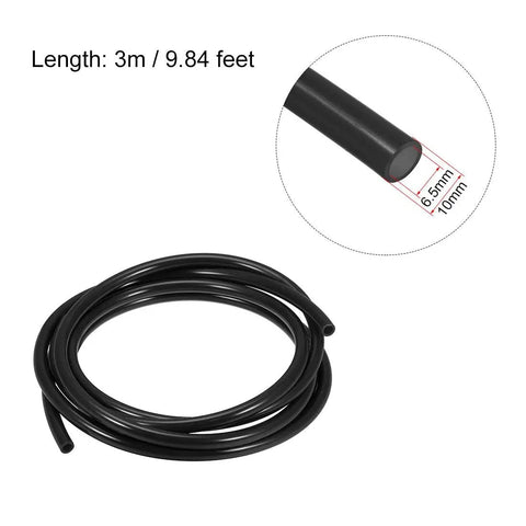 Black coiled PU Air Tubing Hose 10mm OD 6.5mm ID 3 Meter Length for air compressor, flexible pneumatic tube for DIY and workshop use