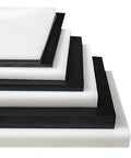 Stack of HDPE plastic sheets, differing sizes and colors, suitable for DIY and engineering tasks, featuring resistance properties.