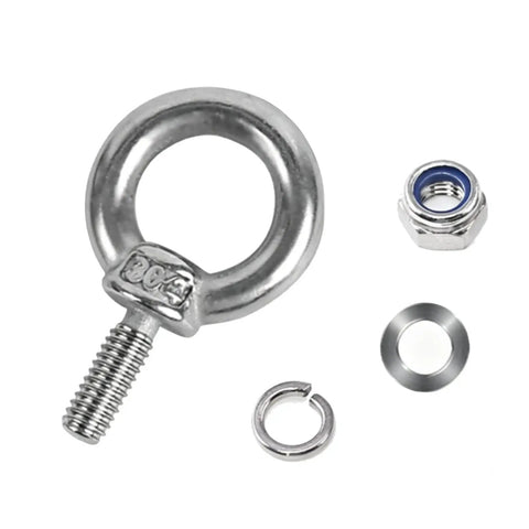 4 Pack 304 Stainless Steel Eye Bolts M8 x 40mm With Flange Lock Nuts And Spring Washers Built Tough For Lifting Hanging And Tie Down Gear Outdoors And Indoors, eye bolt set
