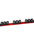 Nine Slot Screwdriver Organizer Wall Mount Rail Heavy Duty Tool Holder for wrenches, pliers, and scissors, aluminum PP build