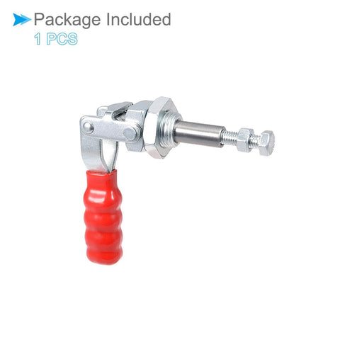 Heavy Duty Toggle Clamp With 220 Lbs Holding Capacity, Push Pull Quick Release Down Action, zinc plated carbon steel, red handle