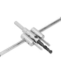 Heavy Duty Adjustable Twist Hole Saw Kit With HSS Knives For Drilling Custom Circles In Cork MDF And Hardwood Up To Seven Inches Wide Plus Four Inch Depth Cut Perfect For Serious DIY Garage Projects. adjustable hole saw with HSS drill bit