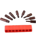 Awesome 8-Piece Torx Security Bit Set With Hardened Steel TS8 To TS40 Sizes For Power Drills Auto And Electronics Repair At 1-Inch Length To Handle Heavy Duty Jobs Without Slipping Or Stripping Threads. 8-piece hardened steel Torx security bits with red holder