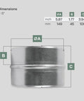 Durable 6 Inch Galvanized Steel Duct Connector For Round Vent Ducts, Metal Vent Coupler And Hose Adapter, Galvanized Pipe Connector For Easy Extensions, Secure Leak Free Fit With 6 Inch Ducting And PVC Or Aluminum Options, dimensions view