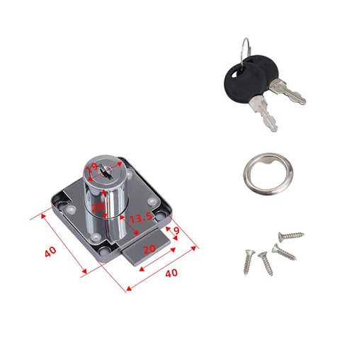Heavy Duty Cold Rolled Steel Cam Lock 19X20mm Cabinet Drawer Security Keyed Cylinder Lock with two keys and screws
